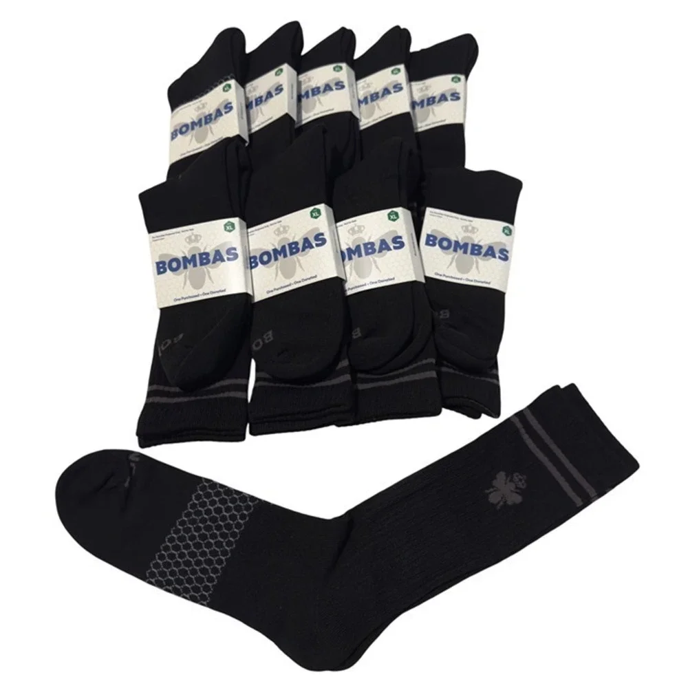 Bombas calf socks mens size XL Black Honeycomb stay up antimicrobial treatment